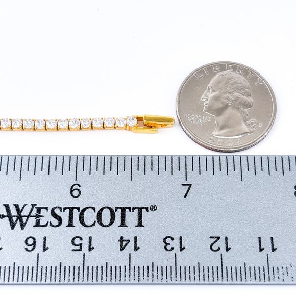 BaubleBar 925 Sterling Silver Gold Tone Tennis Bracelet | Cubic Zirconia | 6.75" - Picture 6 of 7